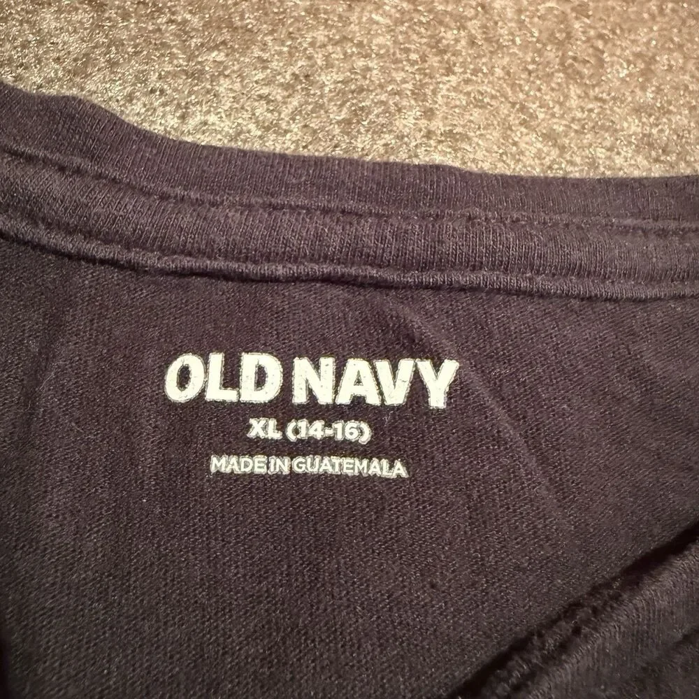 Old Navy Girls TShirt XL Extra Large 14/16 Black Tee Shirt Cotton Short Sleeve